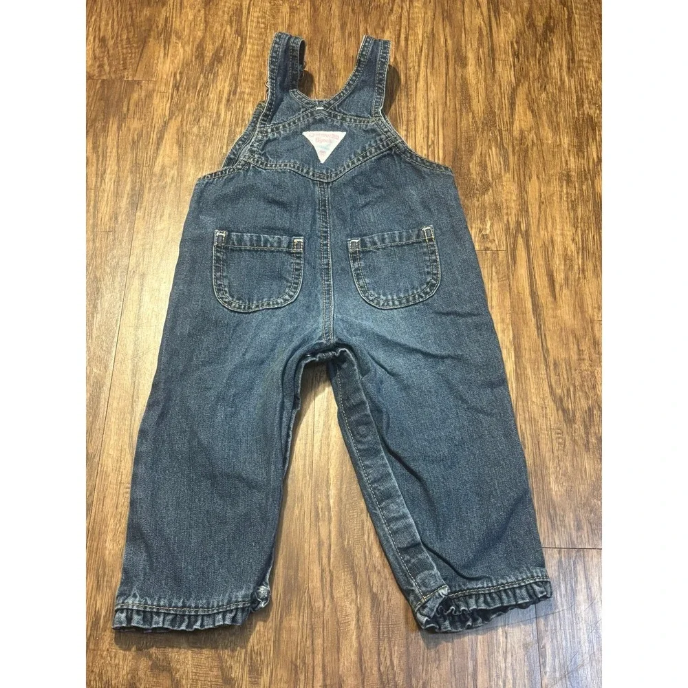OSHKOSH B'gosh y2k baby girls denim overalls 2010 embroidered heart sz‎ 12mo
